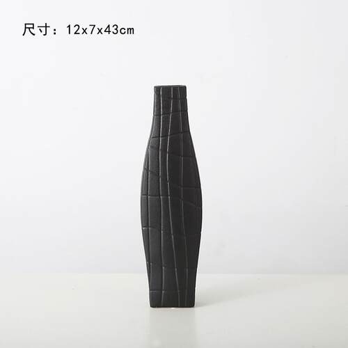 简约艺术黑白条纹创意设计陶瓷花瓶摆设酒店展厅样板间家居装饰品