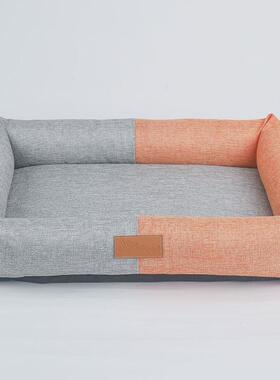 拆猫窝棉麻方形狗窝日韩可四季通用拉链款猫咪睡觉窝狗狗宠物垫