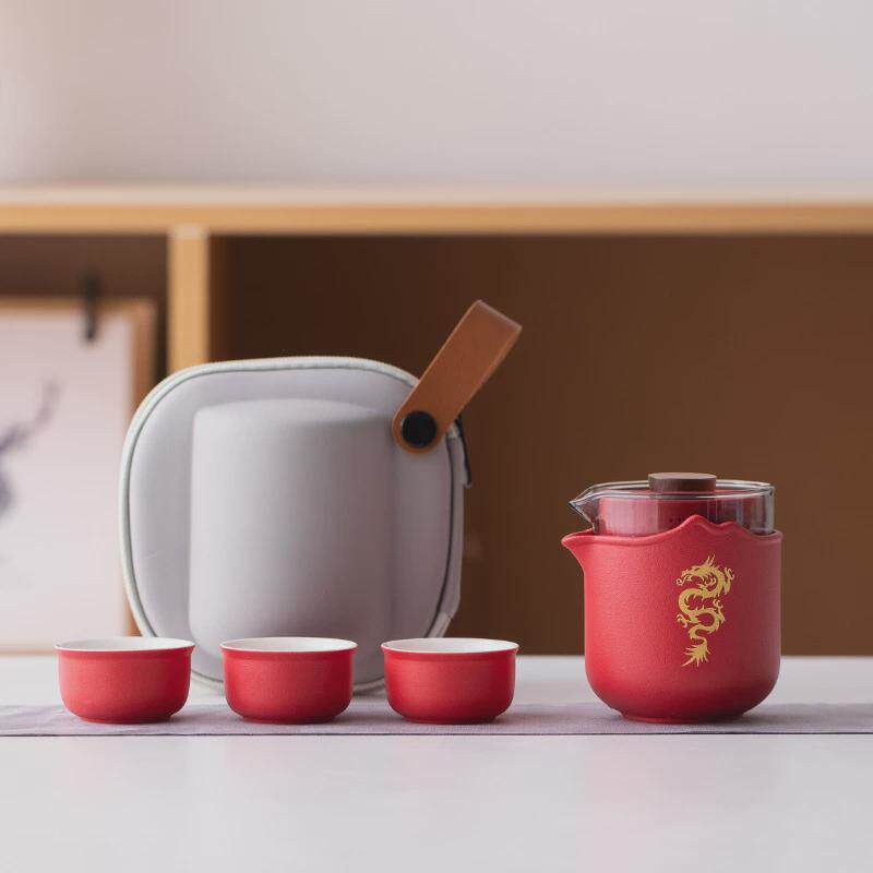 龙年户外露营车载茶具旅行茶具套装快客杯办公室居家简约茶具套组