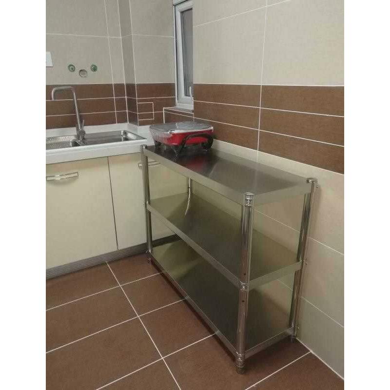 bg54不锈钢置物架落地锅架子饭店厨房三层微波炉收纳储物酒店货架