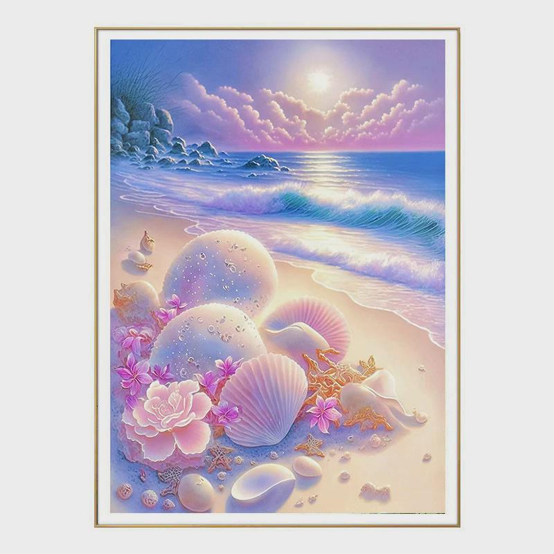 j6da粉色贝壳十字绣2023卧室新款线绣客厅简约小件玄关年手工自己