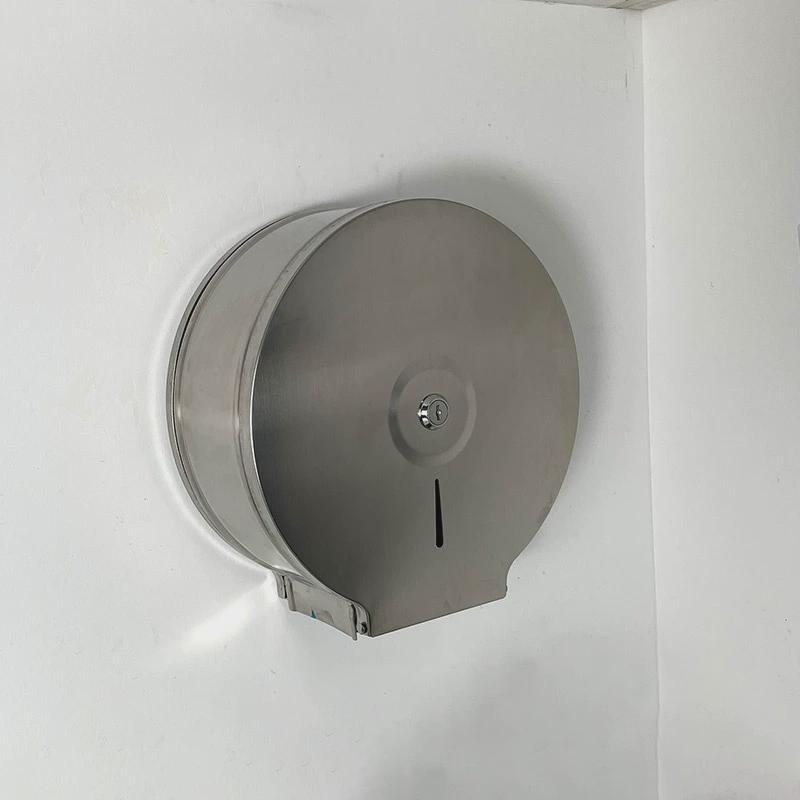 外贸酒店批浴室免打孔圆形卫生卷筒纸架201不锈钢大卷纸盒卫生间