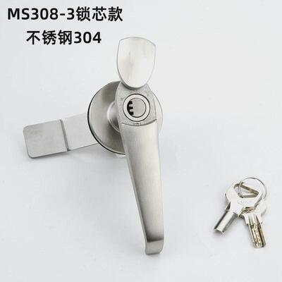 ms308-3锁304户外配电箱执手不锈钢铜锁芯三角四角威图柜ps柜门锁