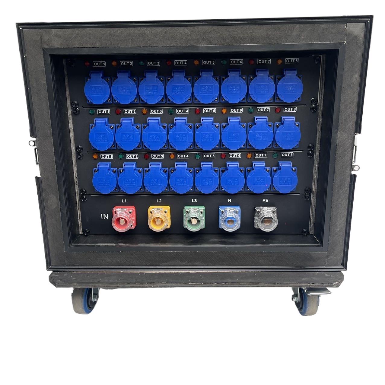 24路10A-16A防水工业插头配电柜舞台灯光音响LED大屏电源直通硅箱