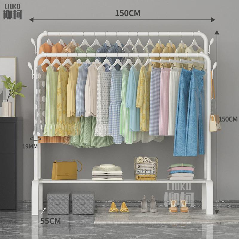 晾衣架落地折叠家用晒衣架阳台卧室挂衣架子室内简易单杆式衣晶柏