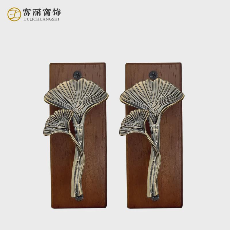 实木免打孔挂钩现代新中式窗帘墙壁钩窗帘固定墙勾扣绑绳子收拢钩