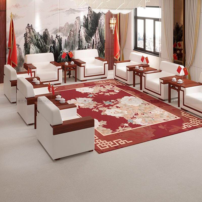 热销会议位办公室新中式单人接待沙发茶几组合老板休息洽谈贵宾沙,商业/办公家具,沙发,淘宝优惠券,粉丝福利购,淘宝优惠卷