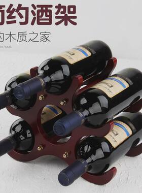 创意酒柜酒架摆件家用收纳葡萄酒红酒架子小型实木竹酒吧台置物架