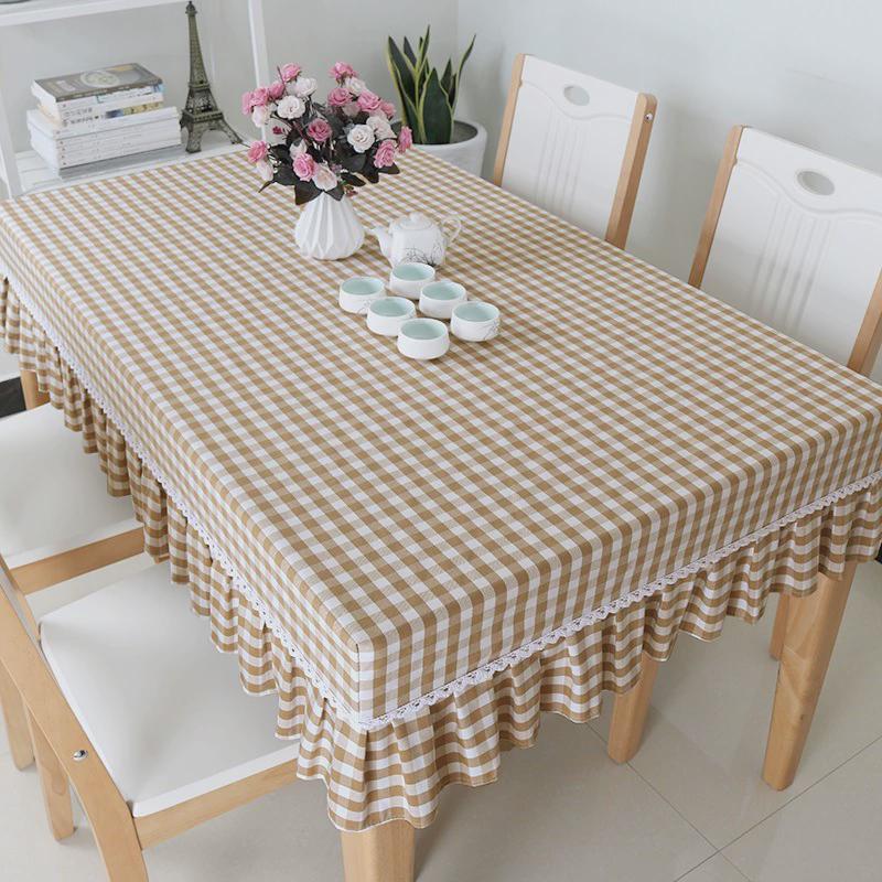 家用格子桌套幼儿园茶几套长方形罩餐桌布艺餐套课桌桌布