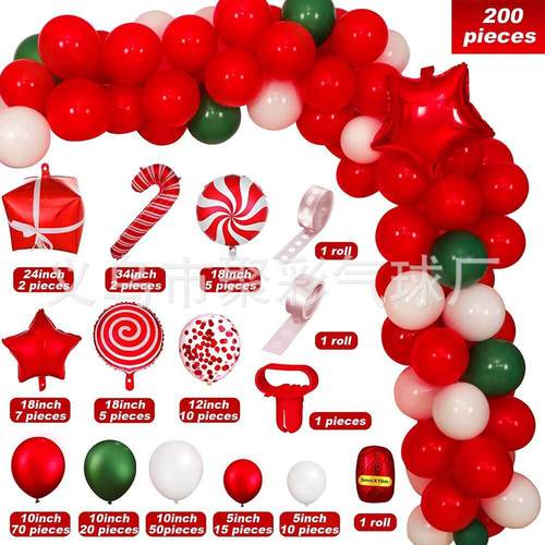 新款装扮气球套装圣诞节派对装饰家庭聚会背景墙圣诞节气球