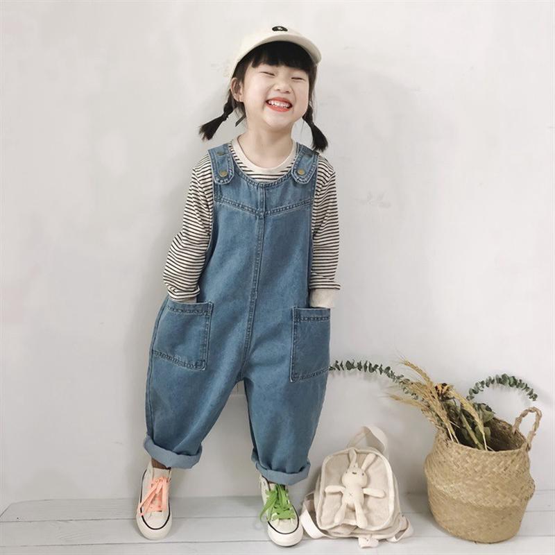 女童牛仔背带裤春秋款2025新款儿童裤子韩版宝宝春秋裤洋气宽松潮