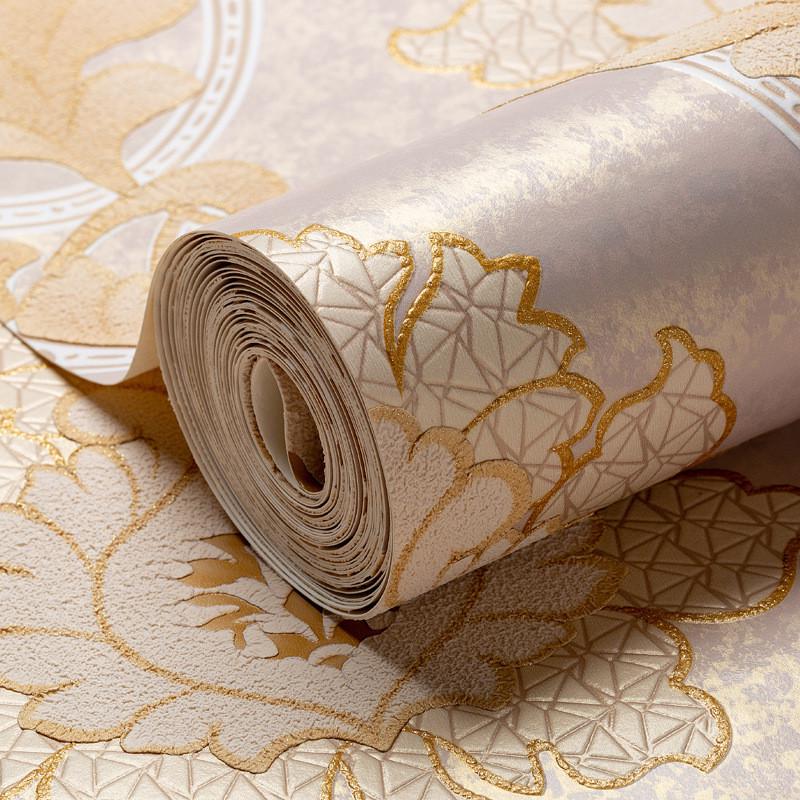 欧式墙纸加厚鹿皮大气绒卧室房间3d立体无纺布墙纸
