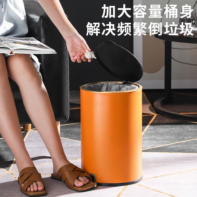 厨房家用商用办公室脚踏式静音缓降圆柱形双层大容量不锈钢垃圾桶