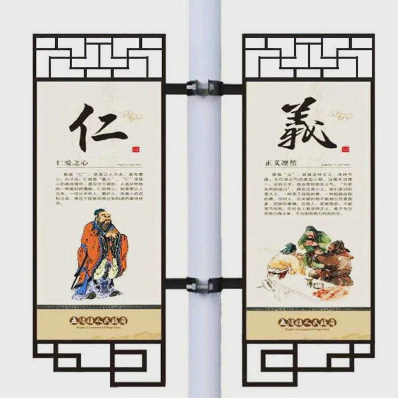 不锈钢灯灯箱广告牌杆双面亚克力发光字路名牌电线杆宣传牌厂家