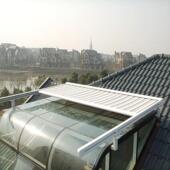 北京厂家户外电动天幕织物天幕天井隔热顶棚玻璃房伸缩式 遮阳棚