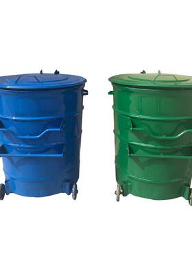 厂家供应 360铁皮圆形铁质垃圾桶 镀锌钢板挂车垃圾桶 360l升圆桶