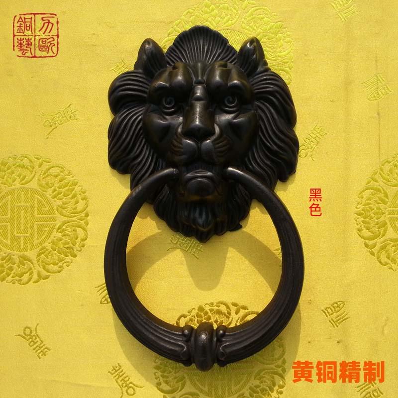 厂家供应中式仿古五金配件黄铜大门兽狮子头拉手头门扣
