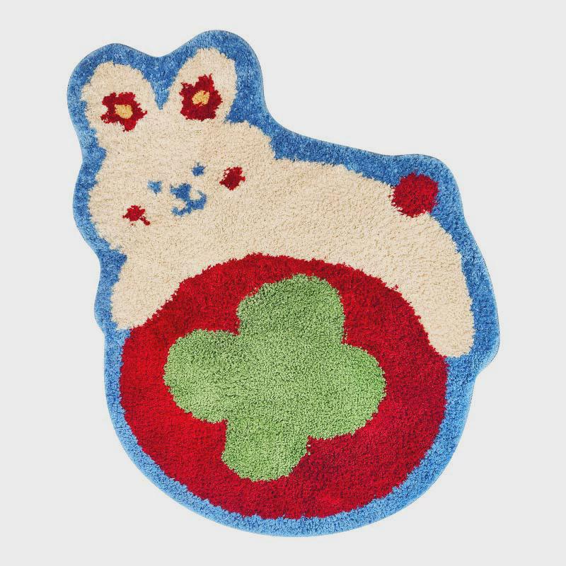 卡通兔兔植绒地毯簇绒卧室儿童房耐脏易打理地毯客厅爬爬垫少女心