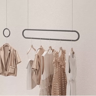 店钢丝绳吊架童女装 服装 店挂衣服架简约吊环婚纱展示架顶悬挂架