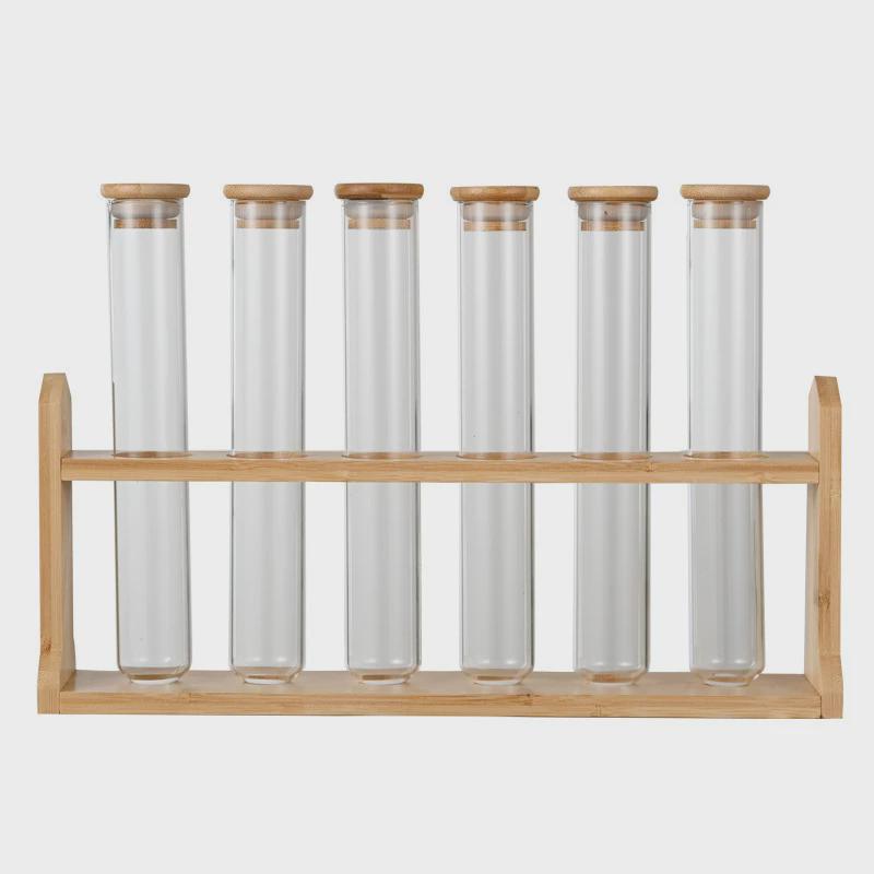 高硼分类玻璃试管实木展示陈列架样品茶叶咖啡豆厨房收纳硅储物罐