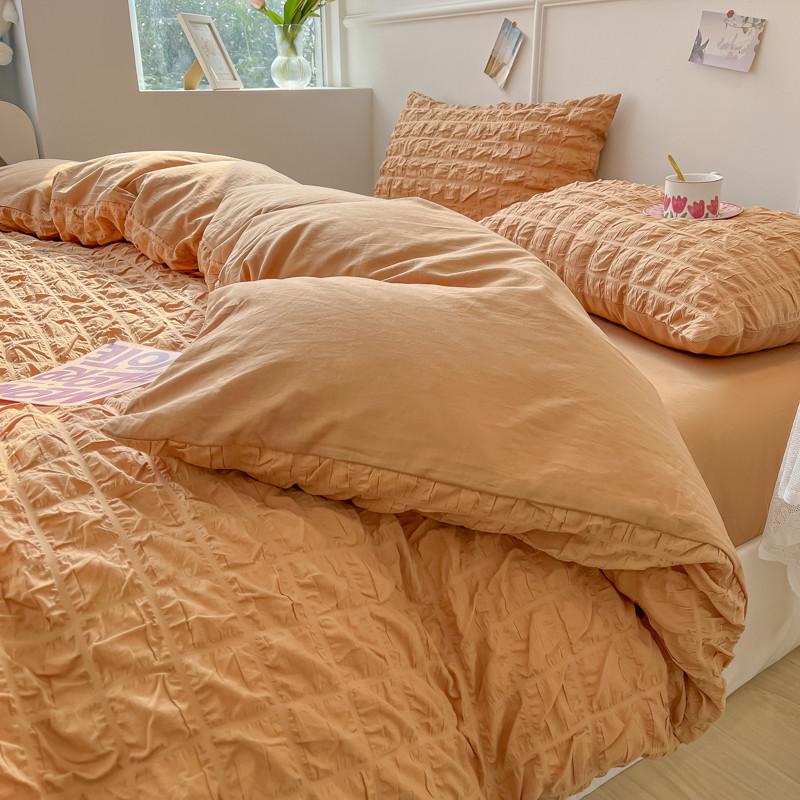 gz6m公主风泡泡纱水洗棉床上四件套ins风床单被套少女心宿舍三件