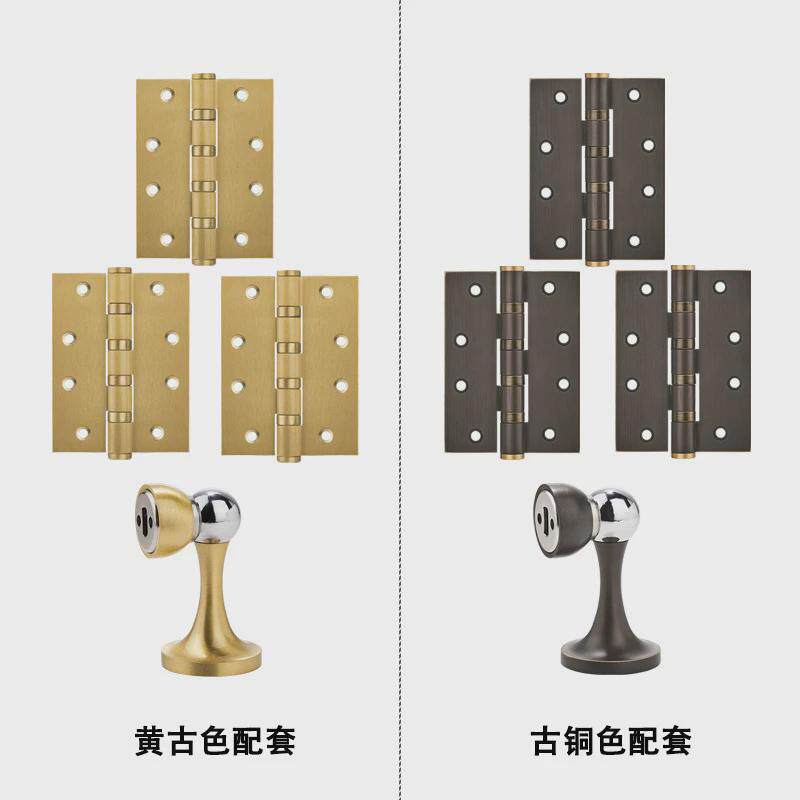 中式黄铜家用卧室门门锁实木门带古黄钥匙古铜房门分体锁