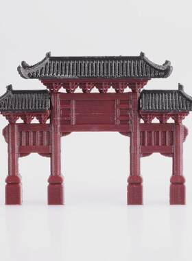 中式古建筑牌坊模型假山吸水石水陆缸盆景微景观造景庭院小摆件