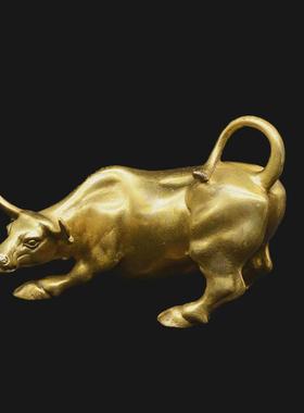 黄铜宏达大号旺市牛家居办公室玄关华尔街牛铜器牛摆件