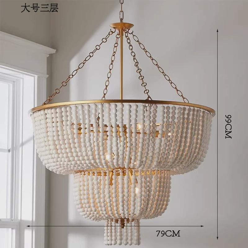 创意美式复式楼水晶大吊灯复古法式别墅客厅楼梯三层长吊灯客厅灯