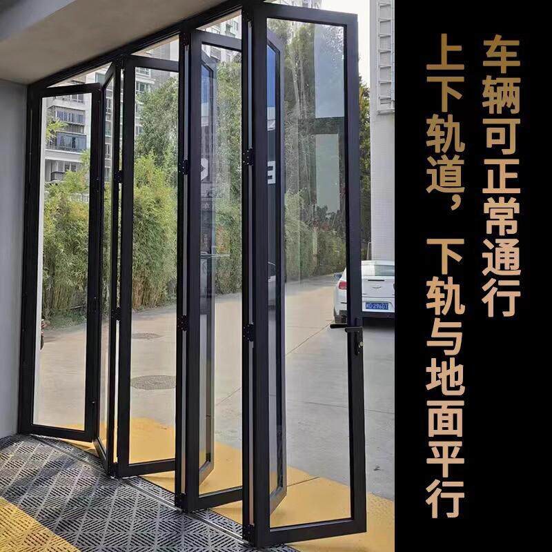 定制汽美店重型铝合金玻璃推拉门商场折叠门横向侧拉门店铺折叠门