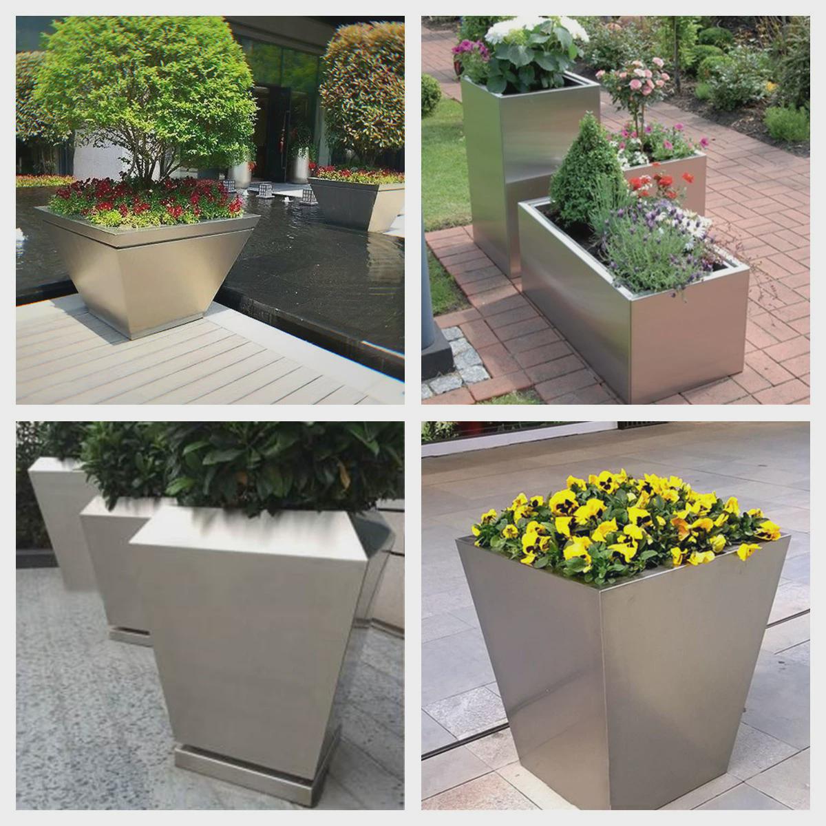 fnn1定制花坛不锈钢花箱成品花盆商业街户外售楼部室外花槽铁艺