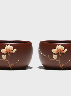 45n【】宜兴泥茶杯手工品茗杯主人杯紫朱紫砂杯玉兰杯60cc单个