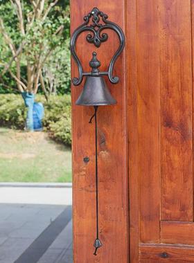 复古铸铁古铜门铃铃铛法式铁艺壁饰咖啡馆打铃手摇铃装饰挂件