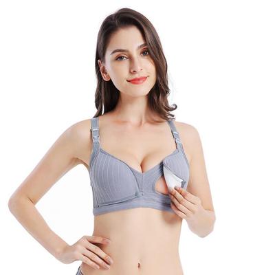 孕妇文胸新款无钢圈哺乳文胸螺纹薄款双开扣防走光喂奶怀孕期内衣