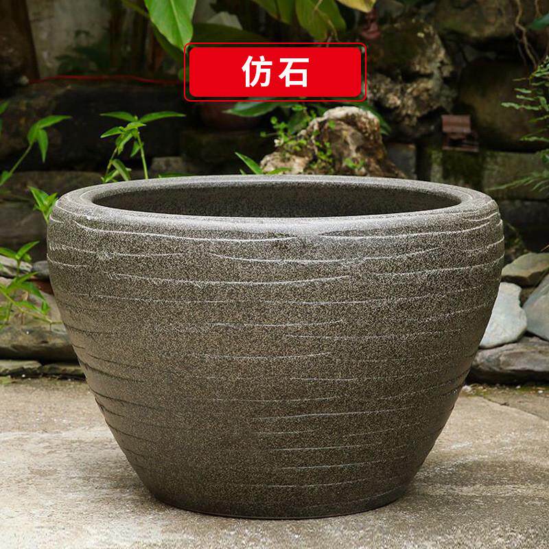 古法生态土陶瓷养金鱼缸荷花睡莲池老旧阳台式室户外庭院大号水缸