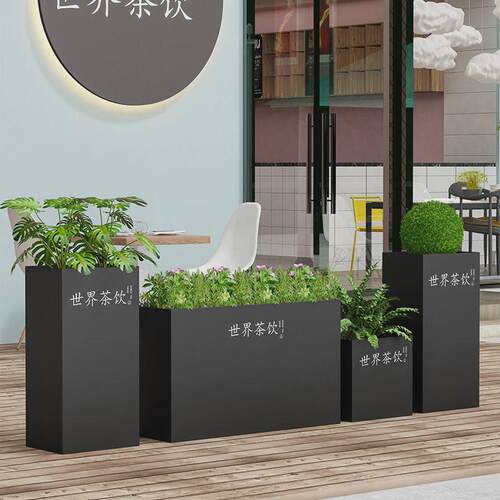 商业街不锈钢花箱外摆户外售楼部广场隔断长方形花盆花坛铁艺花槽