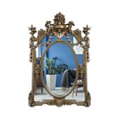 饰镜子壁炉装 复古装 饰镜子北欧镜子浴室镜 玄关镜挂墙式 雕花壁挂式