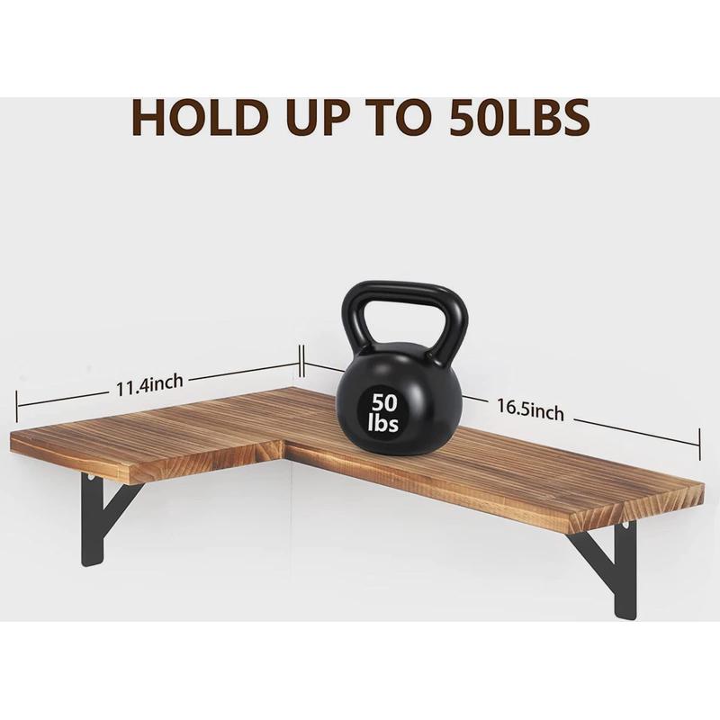 转角浮动搁板乡村壁挂储物架墙上置物架悬浮储存木制收纳隔板架