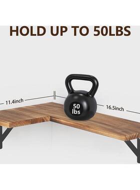 转角浮动搁板乡村壁挂储物架墙上置物架悬浮隔板木制收纳储存架