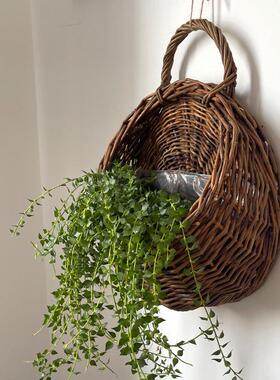 柳编藤编壁挂花盆花篮吊篮手工编织水培土培阳台墙壁悬挂式篮子