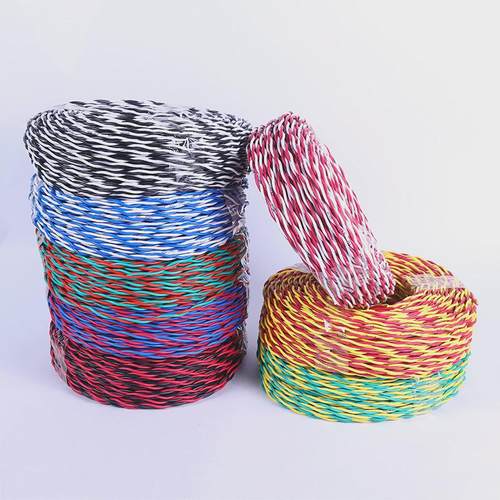 rvs双芯胶质线纯铜花线灯头2芯消防双绞线电线线家用软线厂家批发