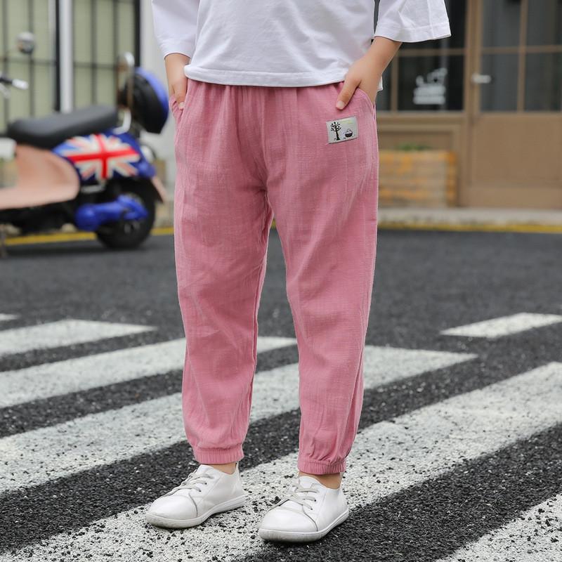 儿童防蚊裤纯棉夏季薄款宽松口袋款小童灯笼裤男女童棉麻休闲长裤