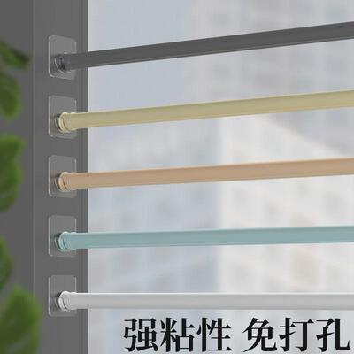 晾衣杆两头固定器免打孔免钉侧面晾晒杆墙上粘钩透明托座伸缩杆托