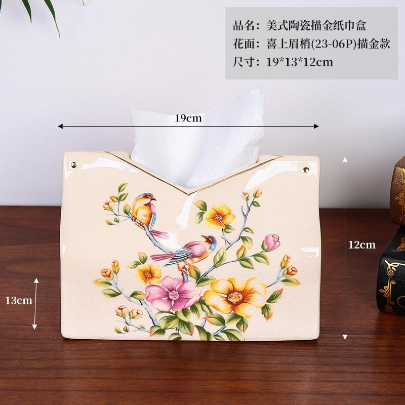 新款现货陶瓷复古欧式纸巾盒客厅茶几创意美式抽纸盒家用纸抽盒
