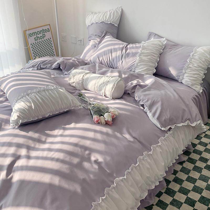 2022年被套法式ins风花边褶皱新款少女心四件套批发床上用品套件