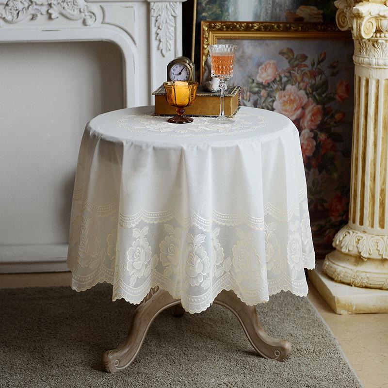 j6da防水桌布圆形蕾丝pvc桌垫塑料免洗茶桌垫家用餐桌桌布日系圆