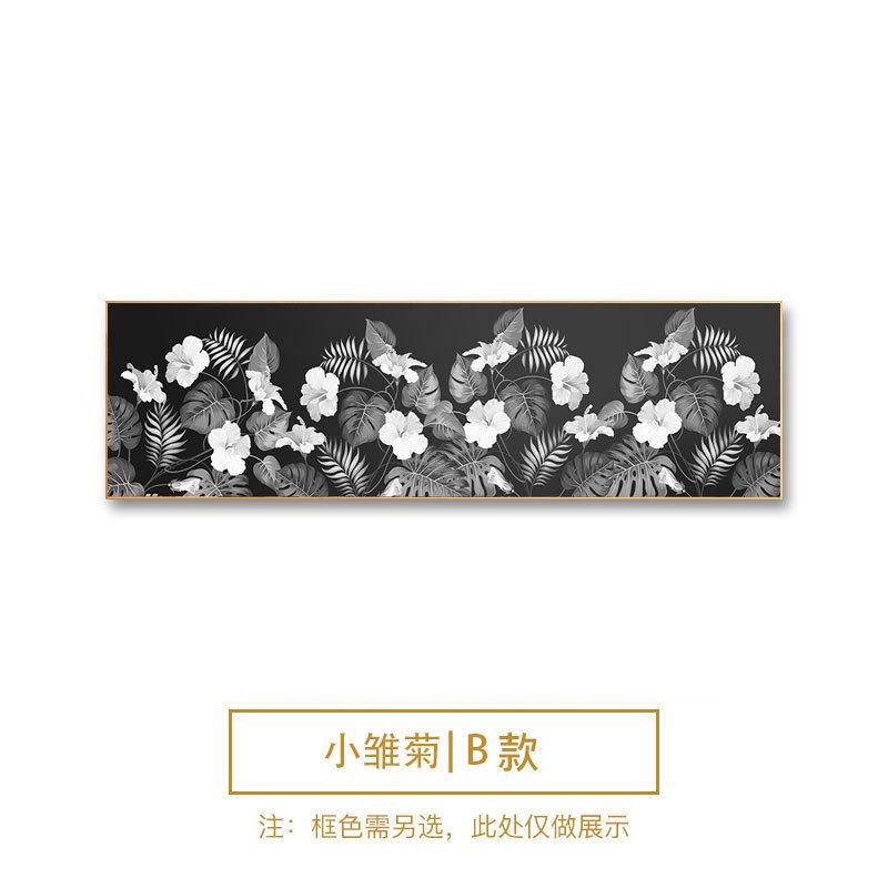 日式主卧床头装饰画黑白花卉现代简约横版北欧风格沙发背景墙挂画图片