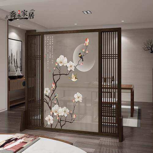 y禊4屏风隔断装饰客厅现代简约小户型新中式玄关实木隔断墙屏风座
