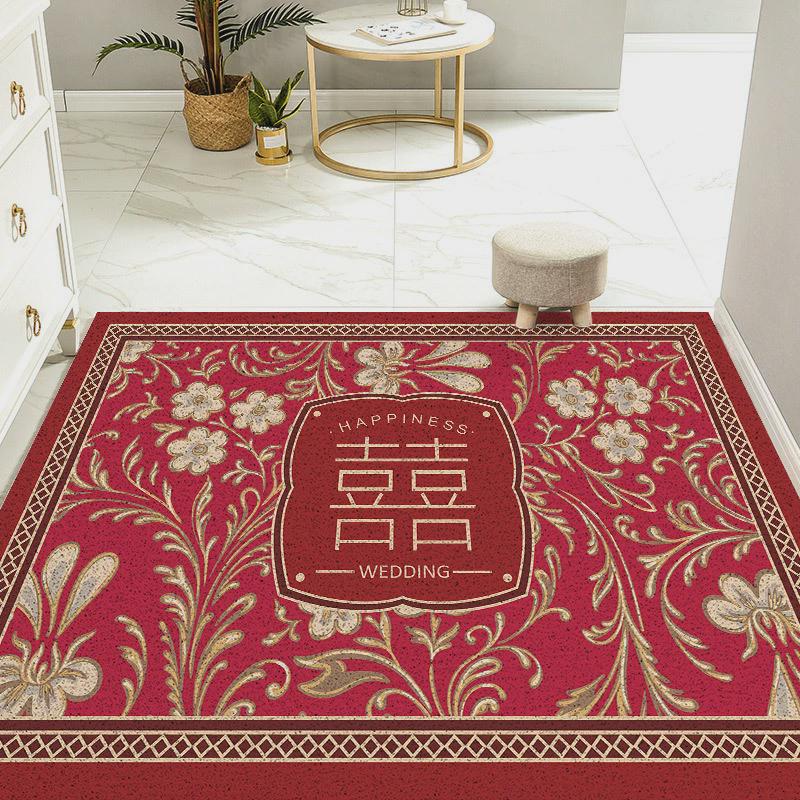 2024新款现代中式pvc花朵入户门地垫进门玄关地毯门口防滑门垫子
