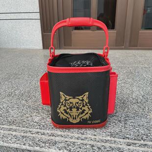 路亚鱼桶带绳eva加厚钓鱼桶带插杆槽带网方形桶钓鱼便携打水桶